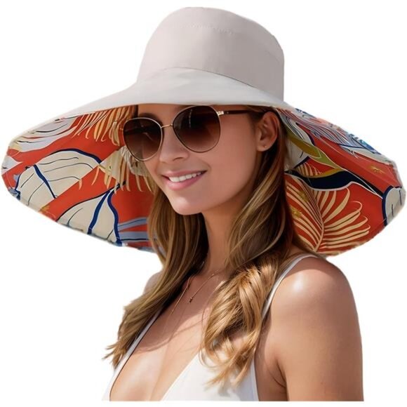 Accessories - Women's Wide Brim Sun Hats UV Protection - Reversible Bucket Hat Foldable Beach